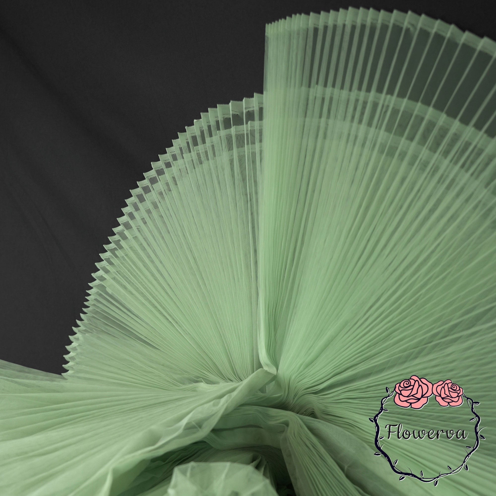 Grand tissu froissé en organza plissé vert clair 6324