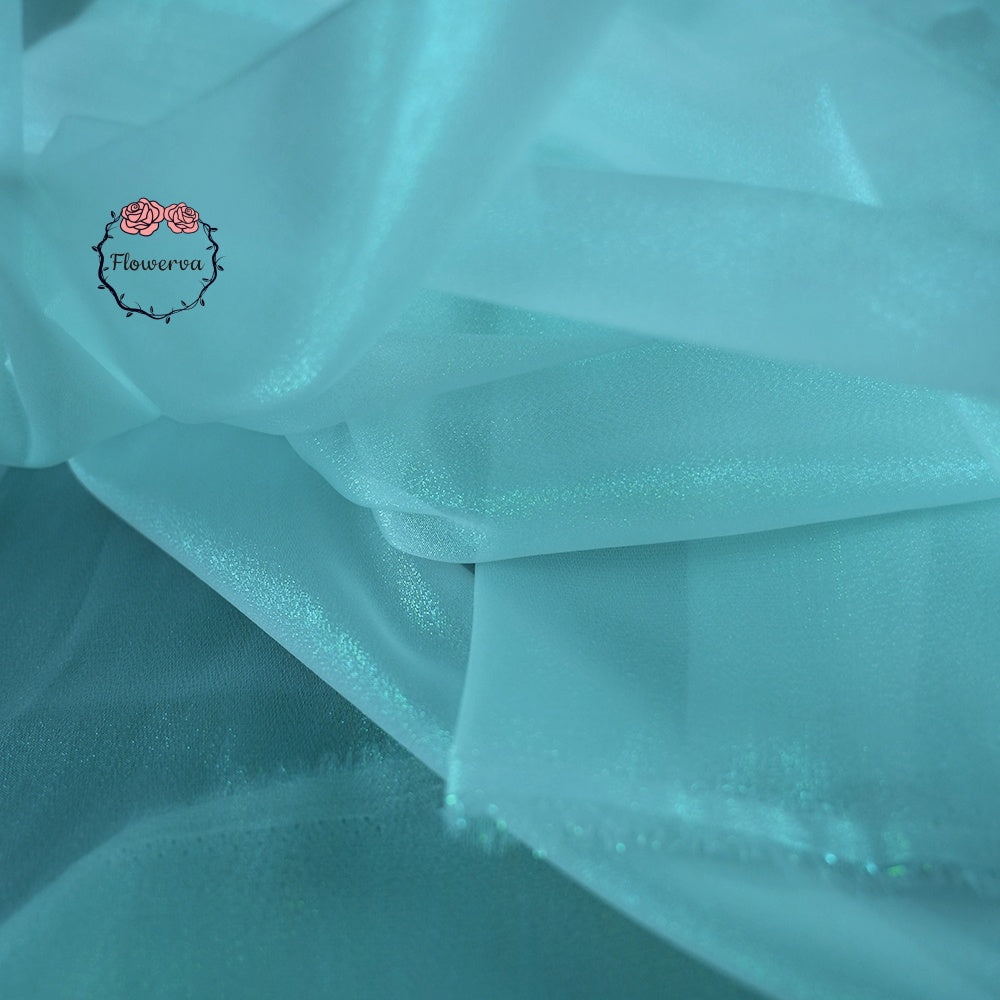 Flowerva cristal brillant Organza perle lac bleu robe de mariée/décoration Design tissu