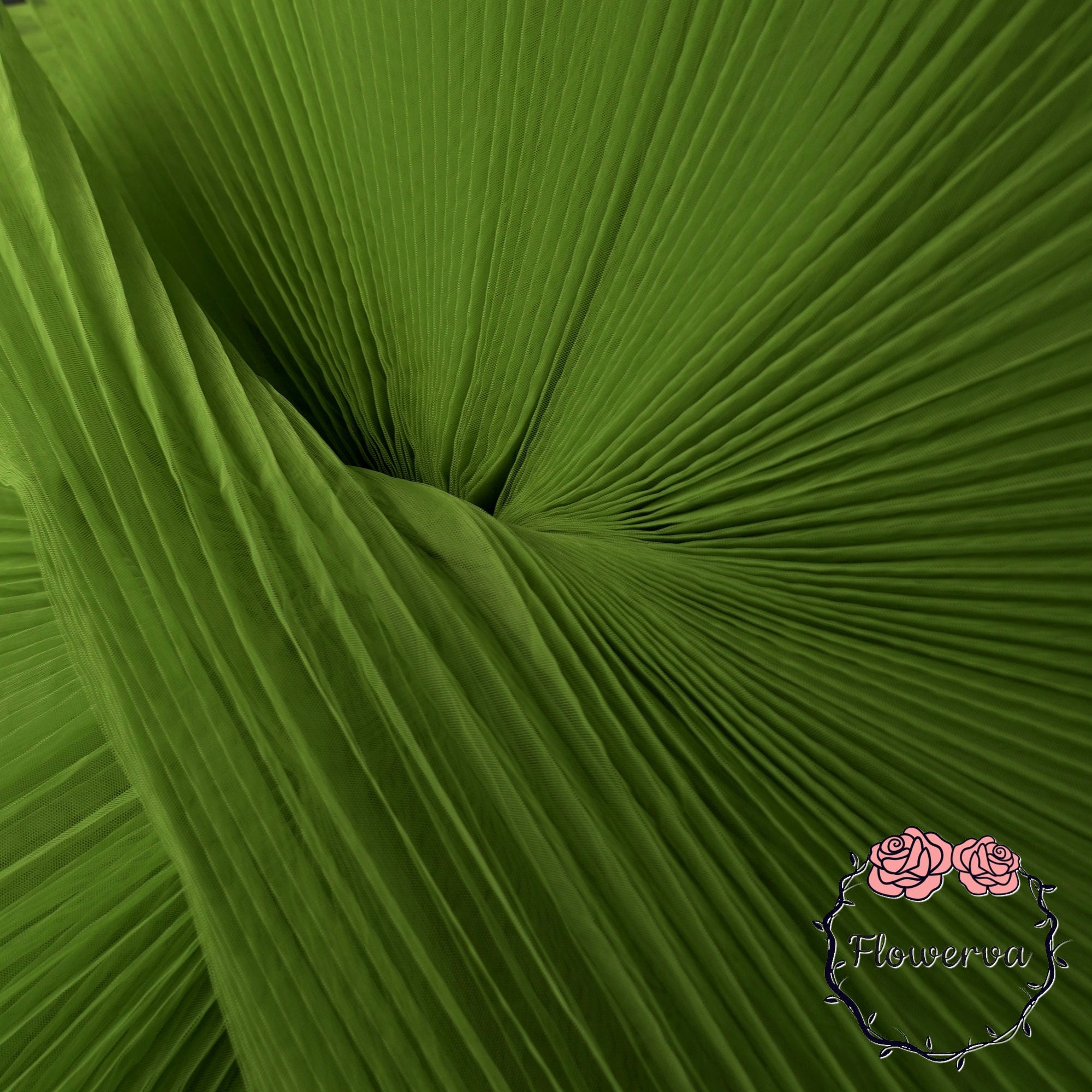 Avocado Green Great Organ Pleated Organza Crinkle Fabric 6324