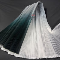 Gradient Dark Green Big Pleated Hard Mesh Knitted Fabric Stage Wedding Background Decoration