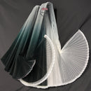 Gradient Dark Green Big Pleated Hard Mesh Knitted Fabric Stage Wedding Background Decoration