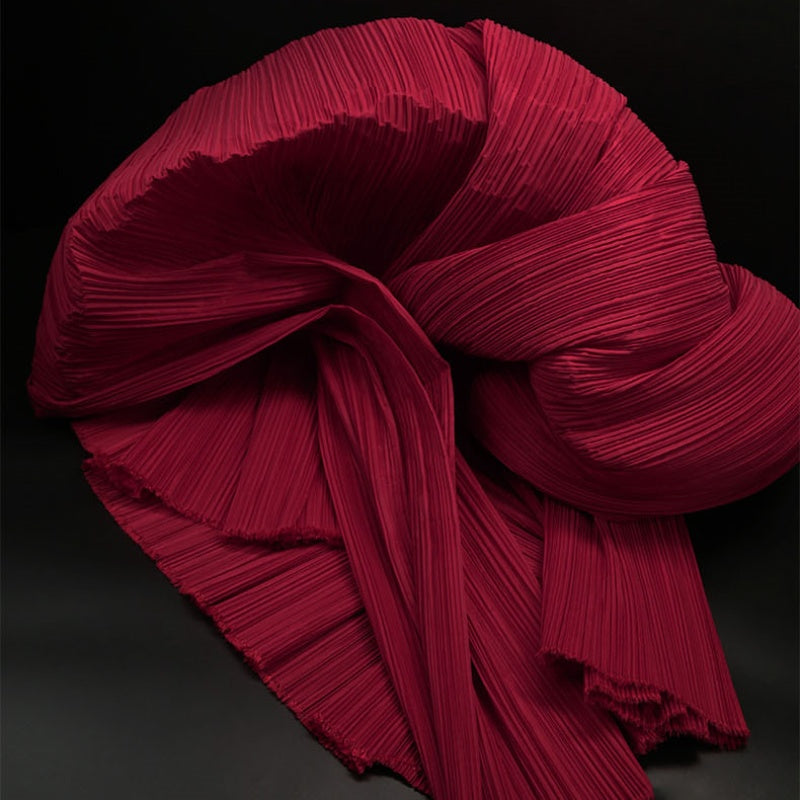 Tissu de gravure de décoration plissé Flowerva rouge vin