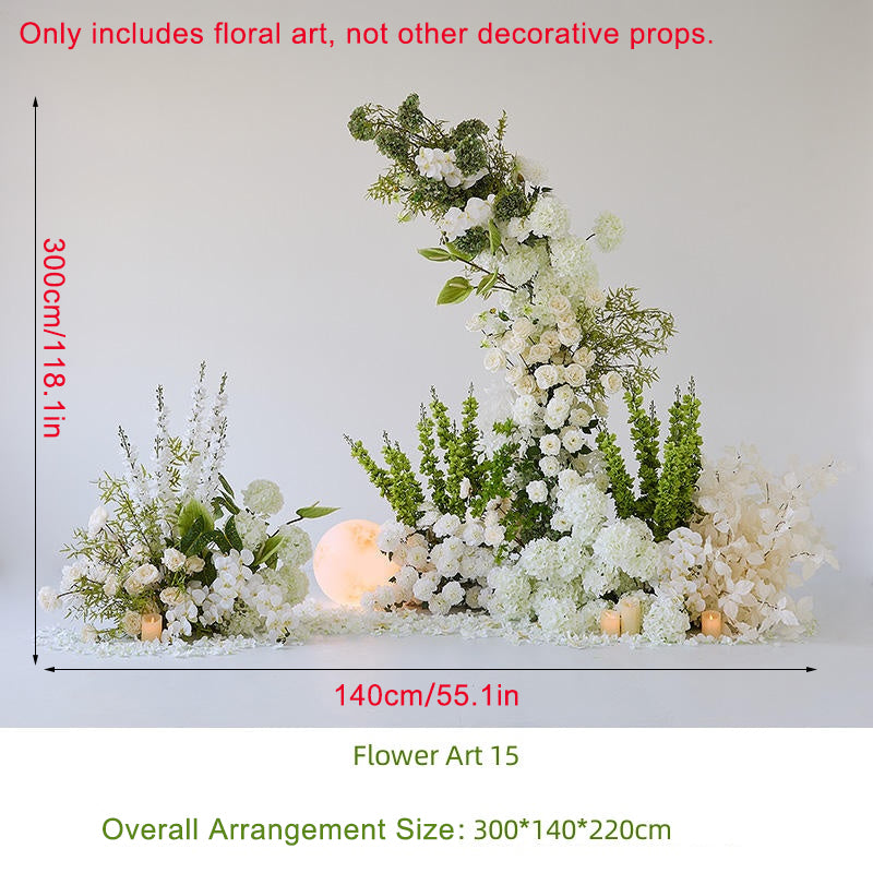 Pure White Simulation Flowers Green Leaves Wedding Decoration