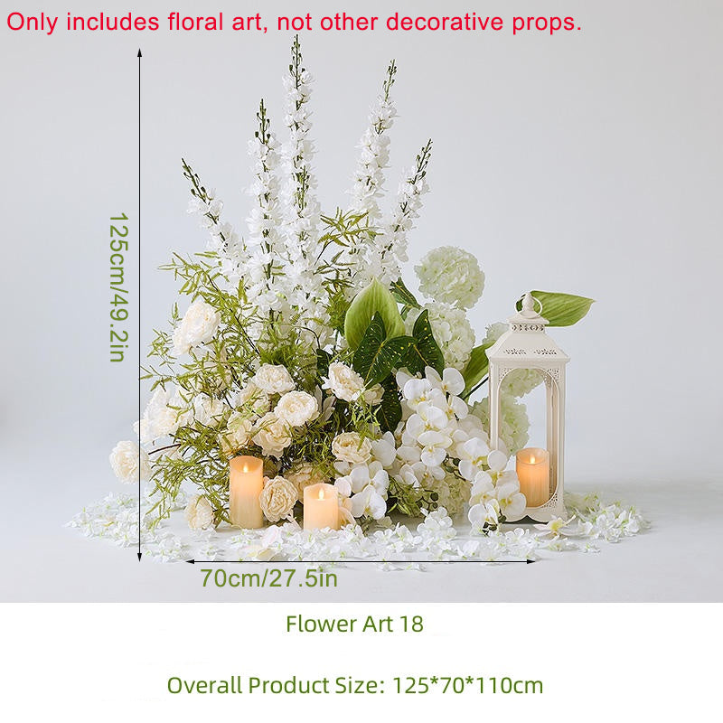 Pure White Simulation Flowers Green Leaves Wedding Decoration