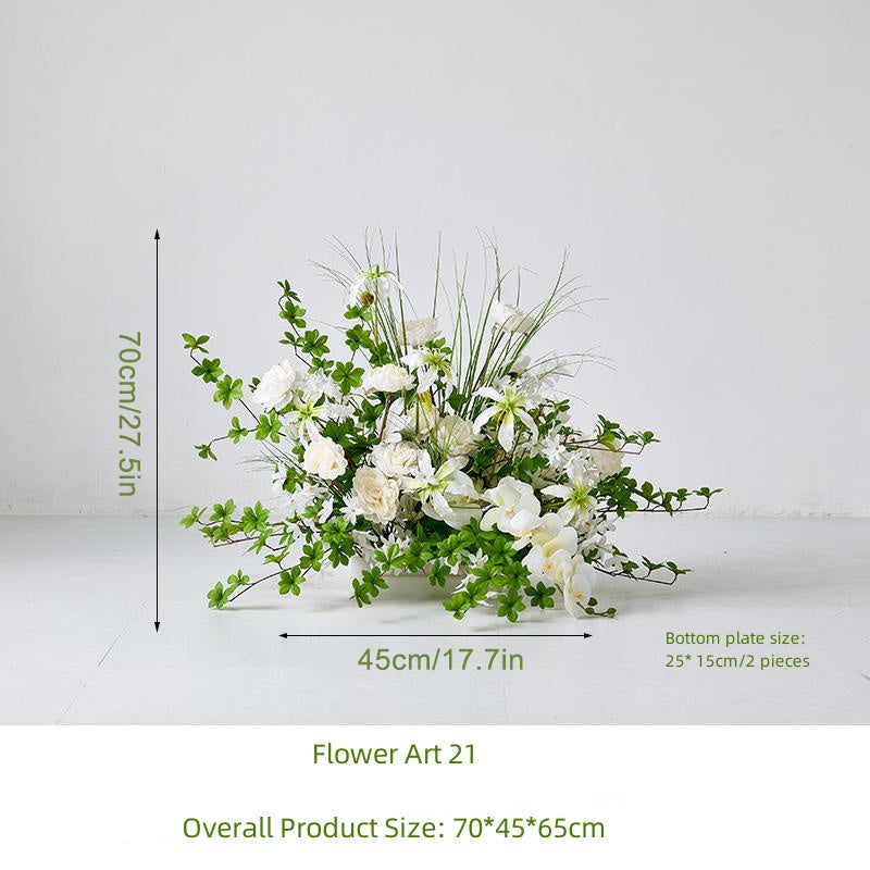 Pure White Simulation Flowers Green Leaves Wedding Decoration