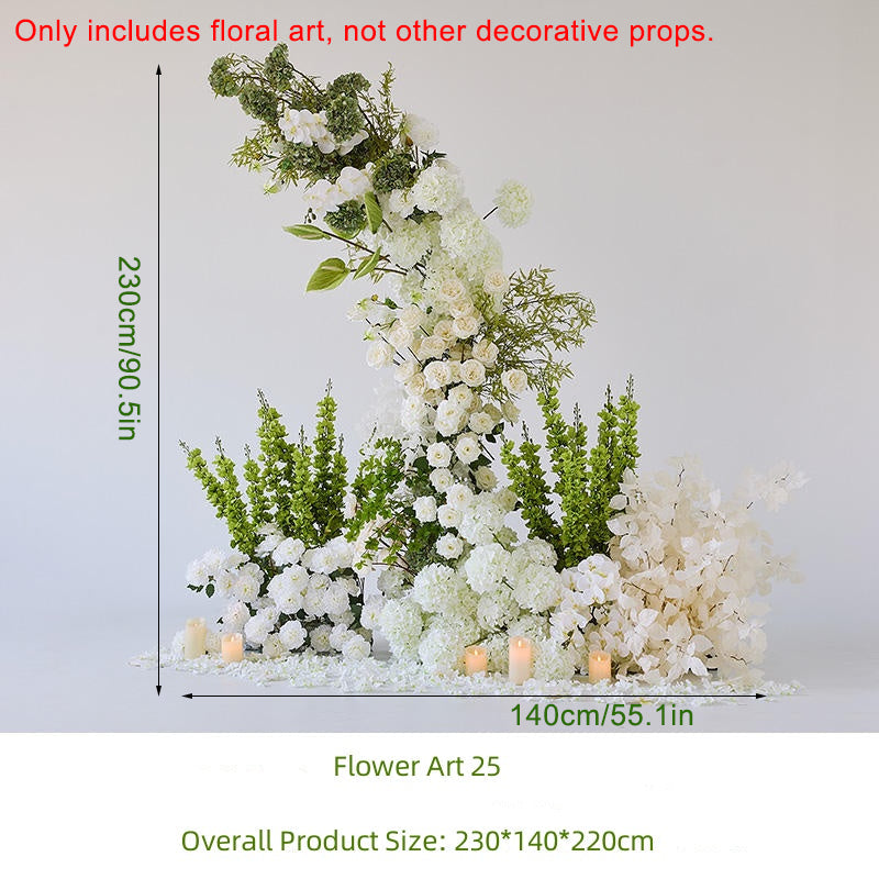 Pure White Simulation Flowers Green Leaves Wedding Decoration