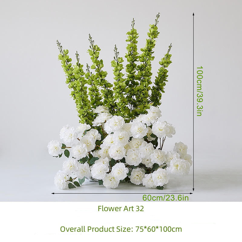 Pure White Simulation Flowers Green Leaves Wedding Decoration