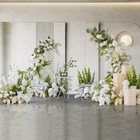 Pure White Simulation Flowers Green Leaves Wedding Decoration