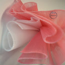 Gradient Pink Pleated Organza Crinkle Fabric With Rigid And Wide Trim Stage Handmade Dress Designer Fabrics