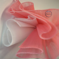 Gradient Pink Pleated Organza Crinkle Fabric With Rigid And Wide Trim Stage Handmade Dress Designer Fabrics