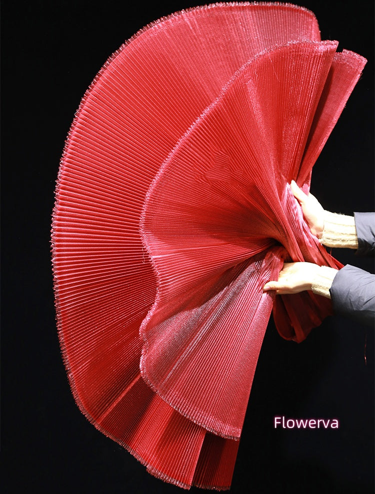 Flowerva Lava Red Brilliant Pearlescent Fabric Wedding Stage Decoration