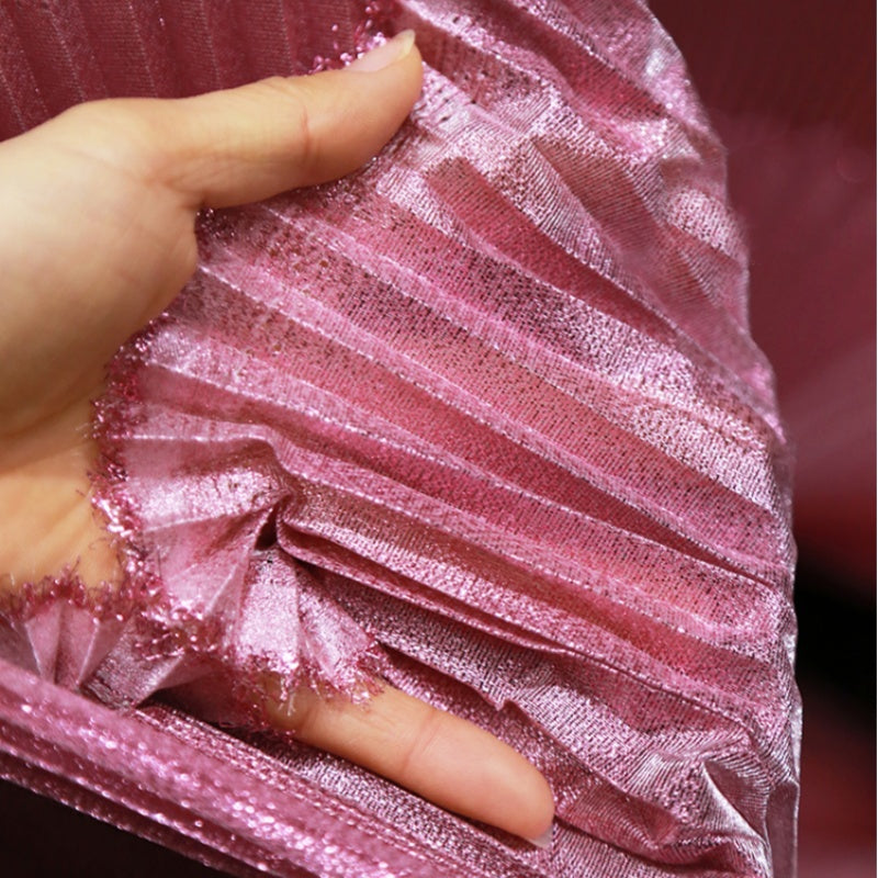 Flowerva Crystal Pink Brilliant Pearlescent Fabric Wedding Stage Decoration