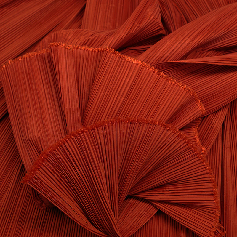Brick Red Flowerva Pleated  Decoration Printmaking Fabric