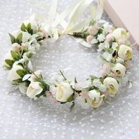 Bridal Wreath Headpiece Pink And Beige Roses