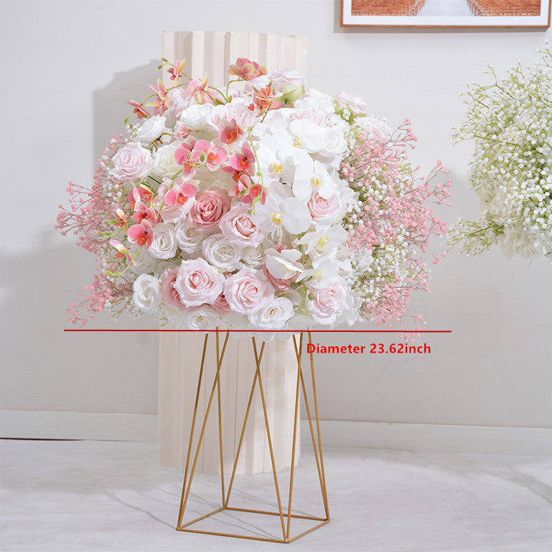 Simulated Hydrangea Roses Full Of Stars Flower Row Wedding Table Placed Flower Wedding Background Arch Decoration
