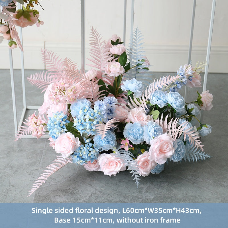 Pink And Blue Simulated Floral Arrangement Flower Stand Combination Birthday And Wedding Banquet Event Decoration Props