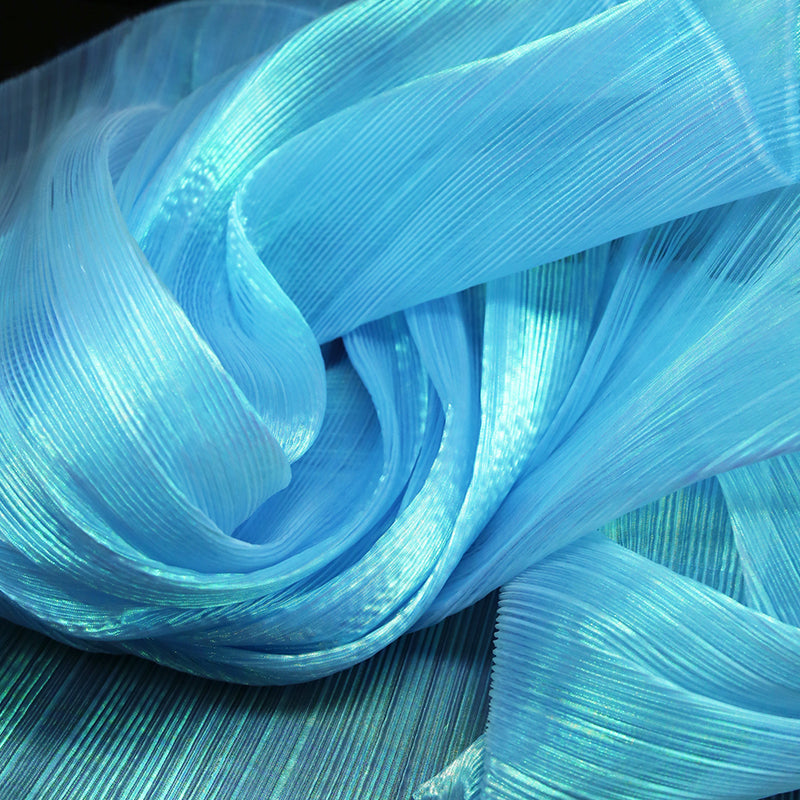 Tissu Organza plissé à Texture sirène bleu clair, décoration de mariage, conception de robe de mariée