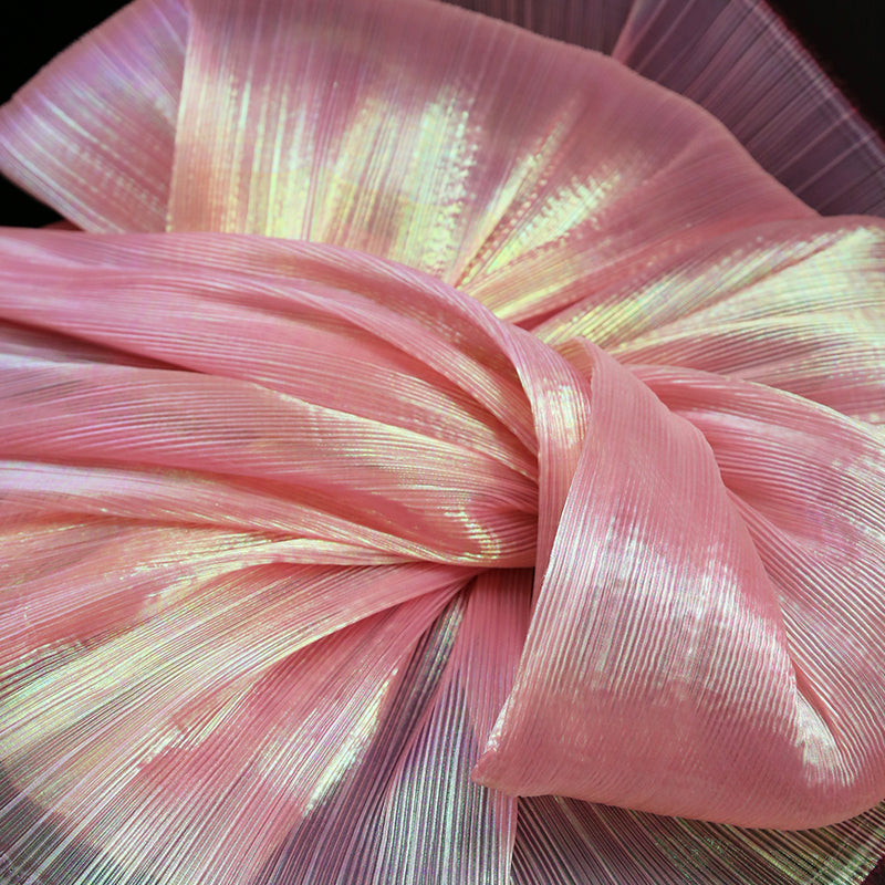 Flowerva Pink Mermaid Texture Pleated Organza Wedding Decoration Dress Design Fabric