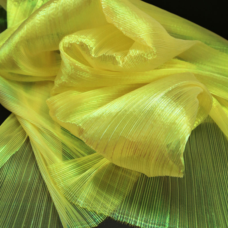 Yellow Mermaid Texture Pleated Organza Fabric Wedding Decoration Wedding Dress Design