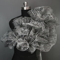 Tissu décoratif plissé transparent de robe de mariée de bord de lotus de grande vague