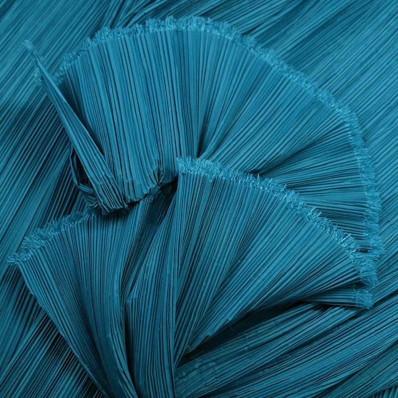 Tissu de gravure de décoration plissé Flowerva bleu lac profond