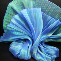 Deep Blue Mermaid Texture Pleated Organza Fabric Wedding Decoration Wedding Dress Design