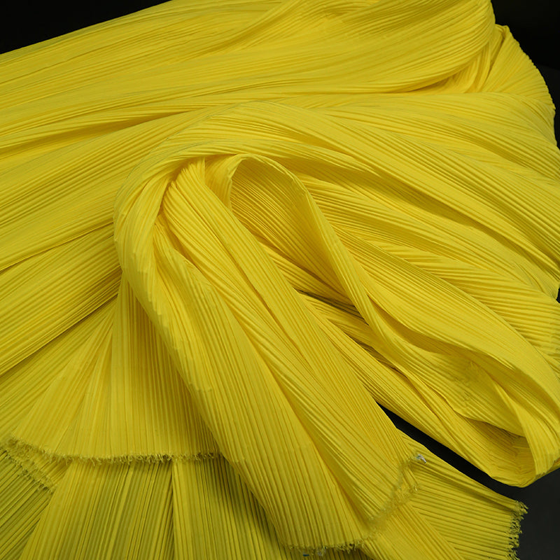 Lemon Yellow Flowerva Pleated Decoration Printmaking Fabric