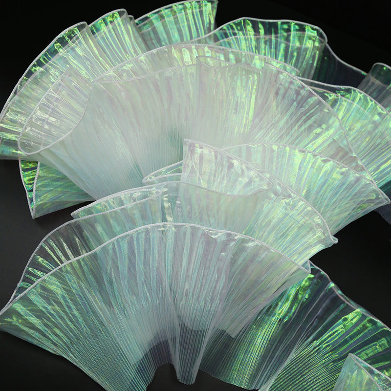 Large Wave Transparent Pleated Lotus Edge Wedding Dress Decorative Fabric