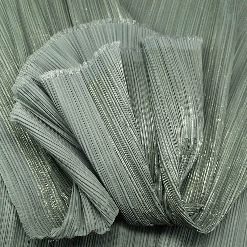 Light Grayish Green Hot Gold Stamping Wrinkle Pleating Texture Fabric Wedding Decoration