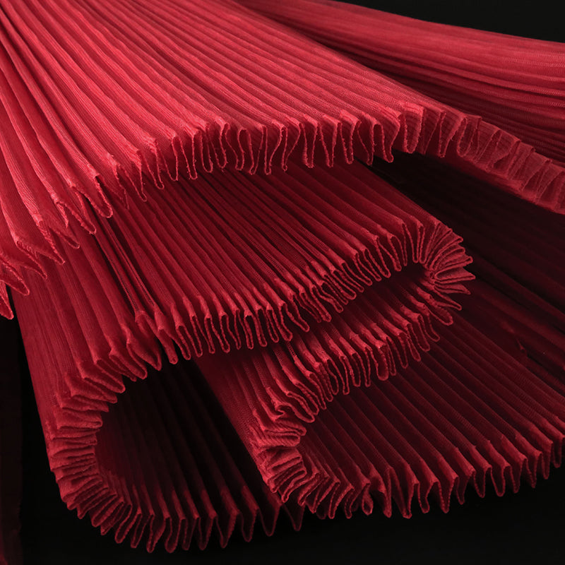 Tissu froissé en organza plissé grand orgue rouge vin 6324
