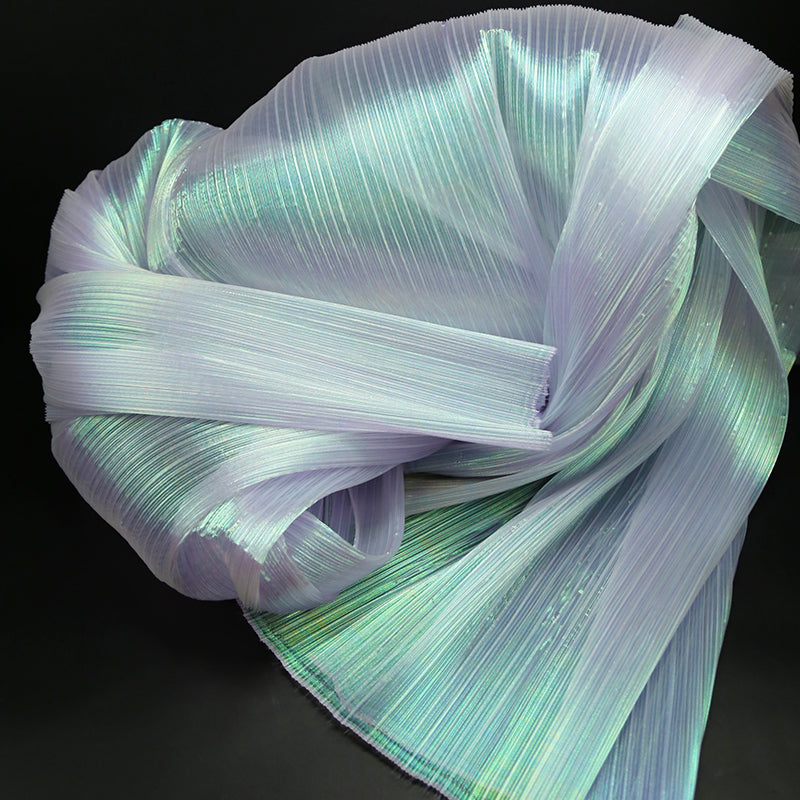 Taro White Mermaid Texture Pleated Organza Fabric Wedding Decoration Wedding Dress Design