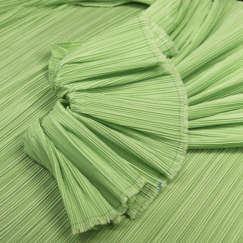 Green Flowerva Pleated Decoration Printmaking Fabric