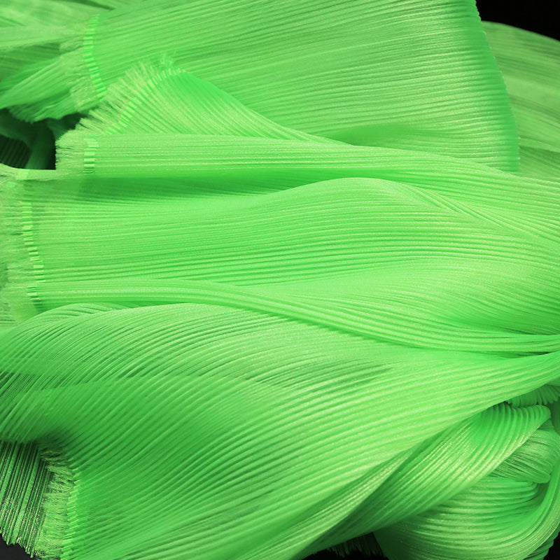 Tissu de style de robe de mariée à Texture plissée brillante vert Fluorescent