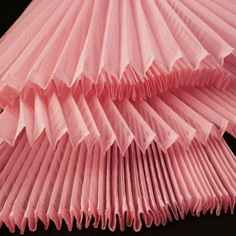 Tissu froissé en organza plissé rose 6324