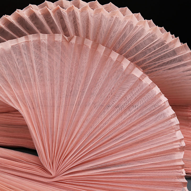 Tissu froissé en organza plissé rose crevette 6324