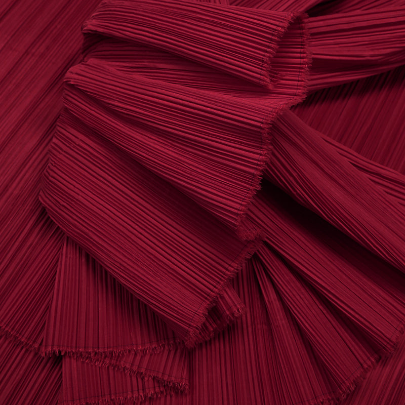 Tissu de gravure de décoration plissé Flowerva rouge vin