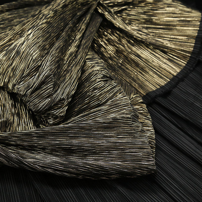 Décoration de mariage de tissu de texture de plissage de ride d'estampage d'or chaud noir
