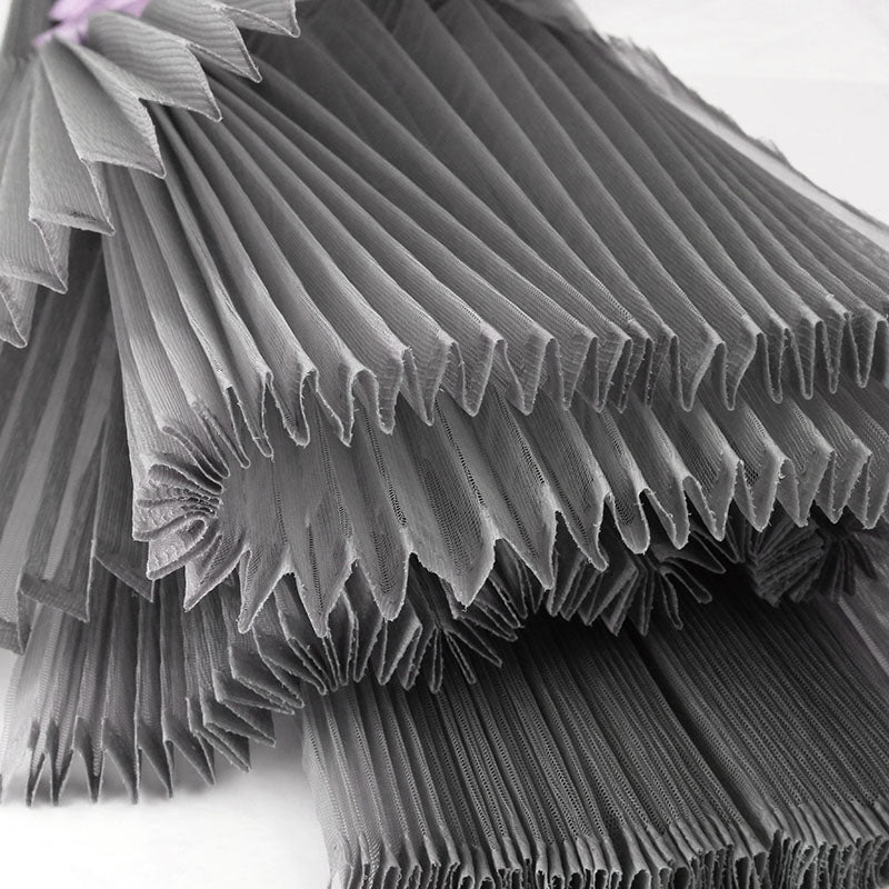 Grey Great Pleated  Organza Crinkle Fabric 6324