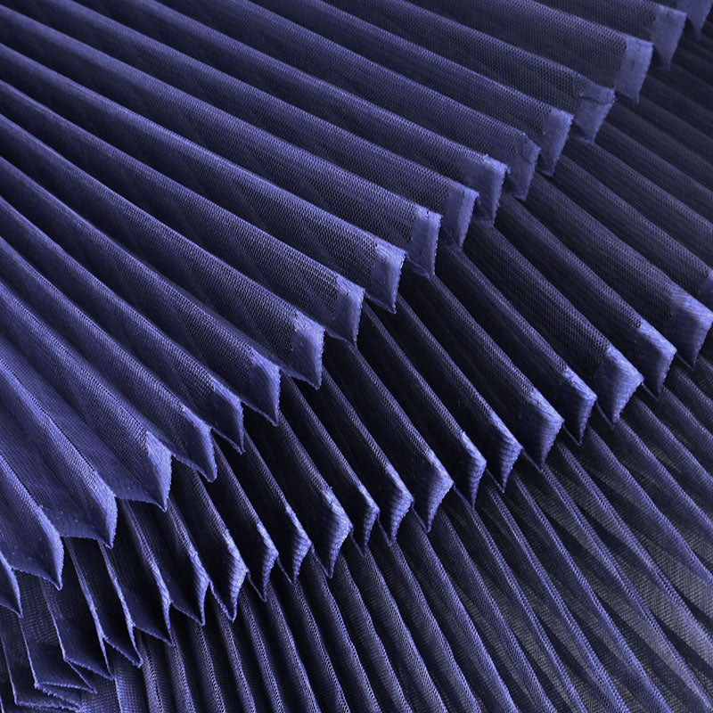 Grand tissu froissé en organza plissé bleu marine 6324