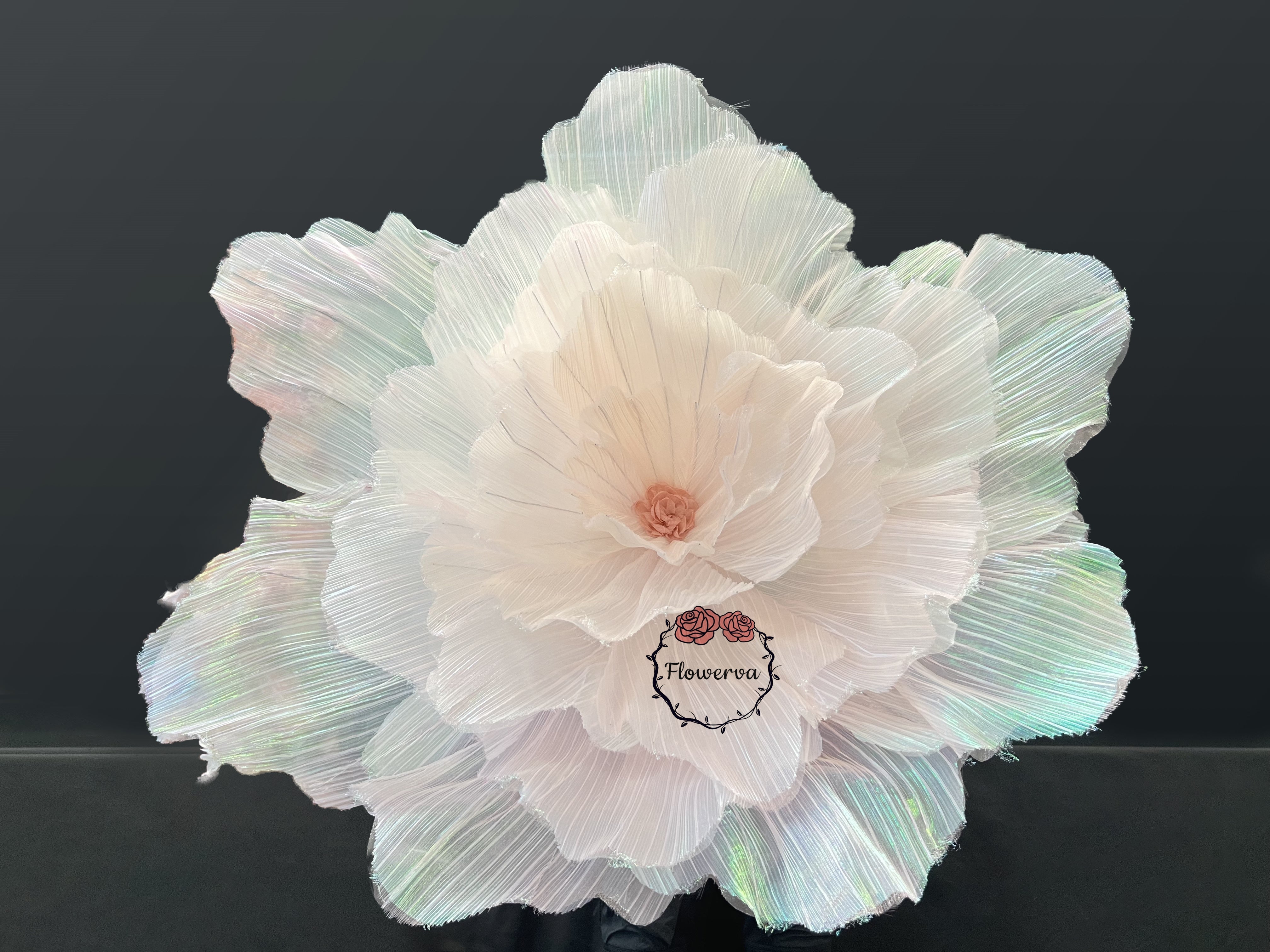 Flowerva DIY Soft Pink Shining Fabric handmade Hibiscus Party&Wedding Event Stage Decoration