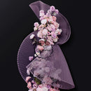 Flowerva Grey Taro Purple Great Pleated Organza Crinkle Fabric 6324