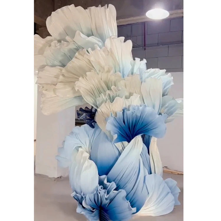 Flowerva dégradé blanc bleu chaud estampage tissu océan vague fleur conception
