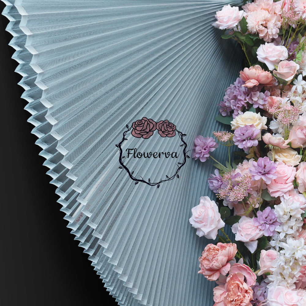 Flowerva Grayish Blue Great Pleated Organza Crinkle Fabric 6324