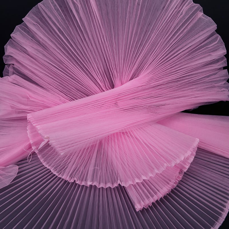 Light Barbie Pink Great Pleated Organza Crinkle Fabric 6324