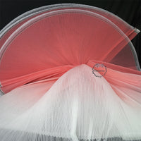 Gradient Pink Pleated Organza Crinkle Fabric With Rigid And Wide Trim Stage Handmade Dress Designer Fabrics