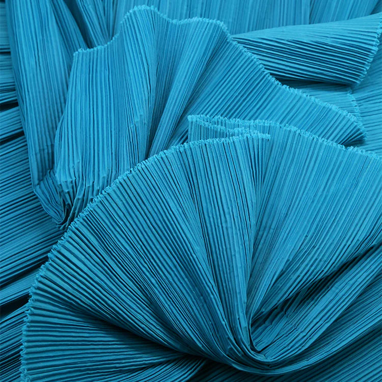 Flowerva Blue Wave Petal Style Pleated Decor Printmaking Fabric