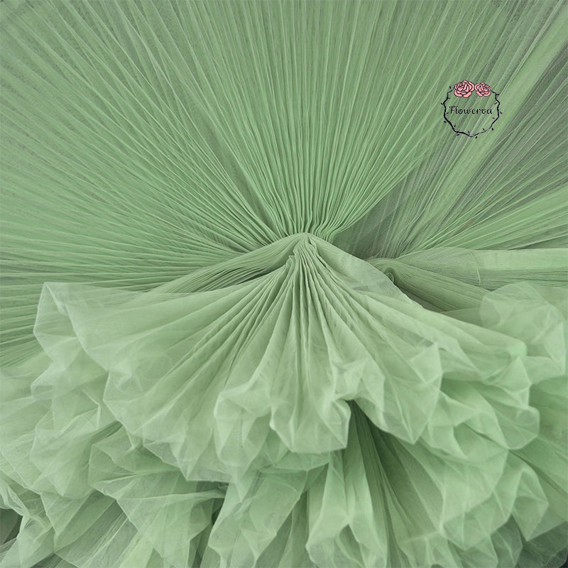 Pleated Fabric Tranquil Emerald Ruffle Bouquet