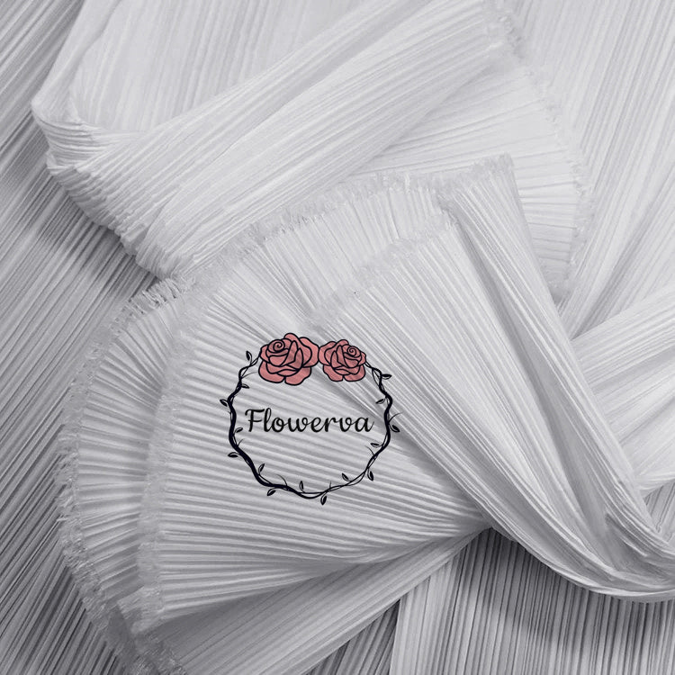Tissu de gravure de décoration plissé Flowerva blanc