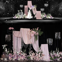 Light Pink Elastic Milk Silk Drapery for Wedding Background Wall Decoration #74