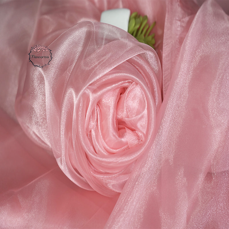 Flowerva Pink Silk Organza Thin Soft Wedding Decoration Dress Design Fabric